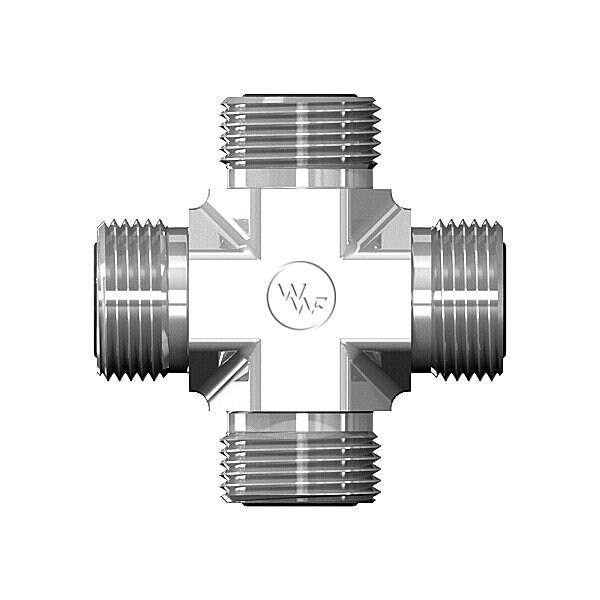 World Wide Fittings Male Flat Face O-Ring to Male Flat Face O-Ring All Around Union Cross 4955X10X10X10X10 - main